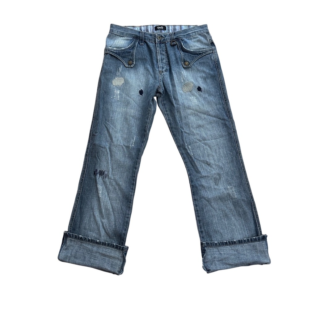 Vintage Dolce&Gabbana Y2k Jeans Blue Distressed Denim Designer Italian Men 32x32